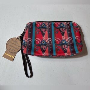 Catchfly Essentials Clutch Bag Longhorn Skull and Flowers